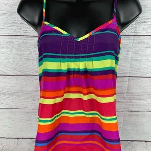 DAY TRIP Orange Colorful Striped Tank Cami Blouse Top Size Small